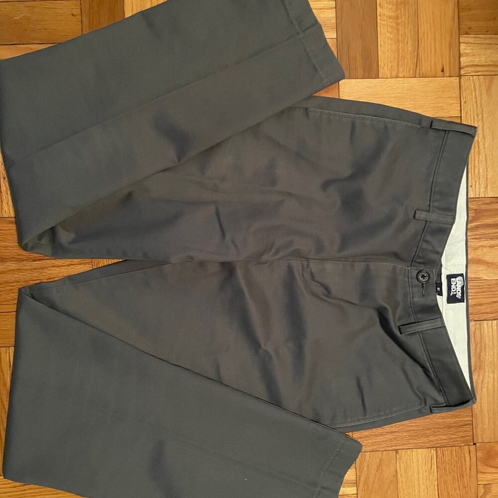 Mens Teen Boy Lands End Traditional Fit Grey Khaki Pants size 31